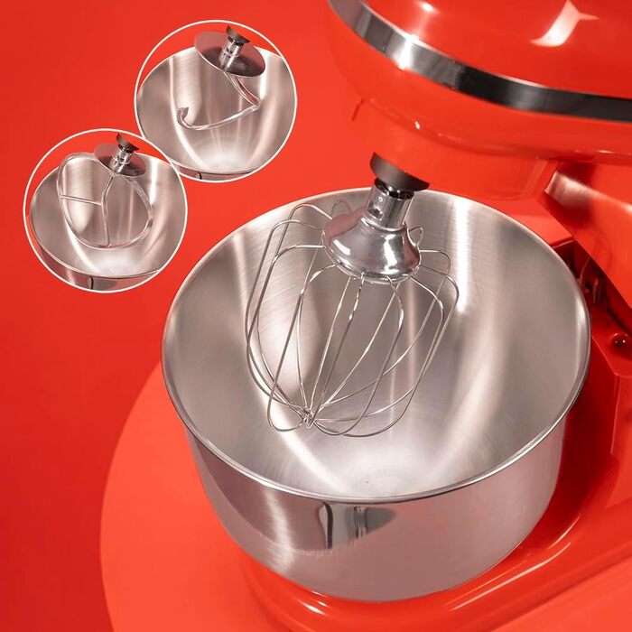 Міксер Cecotec Cecomixer Merengue 5L 1200W з 6 режимами, червоний. 5л чаша з нержавіючої сталі, аксесуари для збивання та замішування