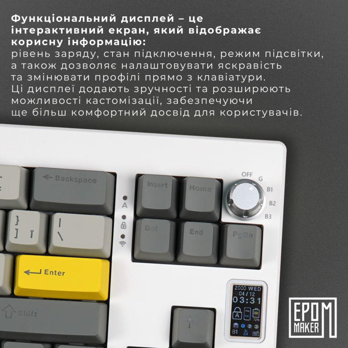 Клавіатура механічна бездротова EPOMAKER Shadow-X Wisteria Linear White (SHX-W-WL)