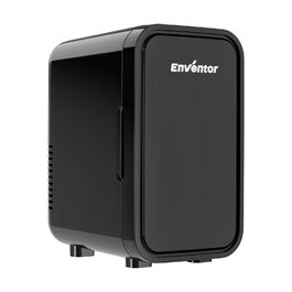 Міні-холодильник Enventor 6л (8 банок), портативний охолоджувач та підігрівач, живлення AC/DC 12V для авто, спальні, косметики та напоїв, чорний