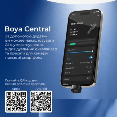 Бездротовий мікрофон BOYA Magic-02 Type-C/Lightning Black