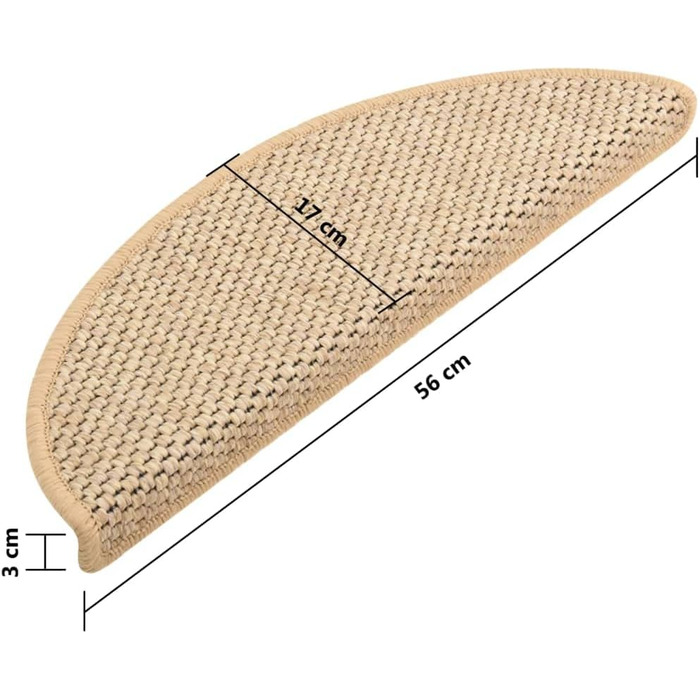 vidaXL Набір з 15 килимків для сходів, самоклеючі, світло-бежеві, 56x20 см, у стилі сизалю, захисні накладки на сходи