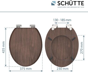 Дерев'яне сидіння для унітаза SCHÜTTE з мікроліфтом (Soft-Close), кришка для унітаза з MDF, витримує до 175 кг, колір Darkwood