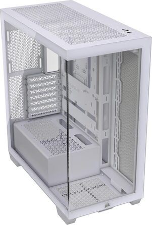 Корпус для ПК CORSAIR 3500X Mid-Tower ATX, білий, панорамне загартоване скло, сумісний з реверсивним підключенням материнської плати, без вентиляторів