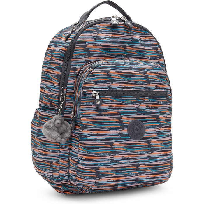 Великий рюкзак Kipling SEOUL синього кольору з принтом Mineral Stripes