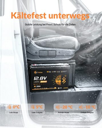 LiFePO4 акумулятор 12V 100Ah H190 ECE R10 з Bluetooth 5.4 для кемпера та автобудинку (Lithium Batterie 12V 334Ah MINI BT)