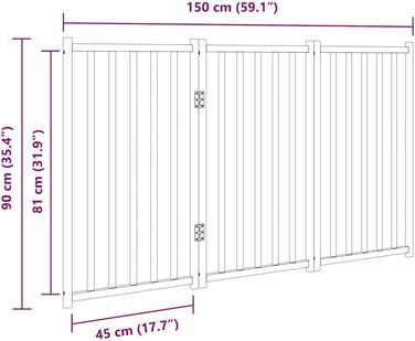 Ворота для собак vidaXL 3-в-1, складні, з масиву деревини, білі (50x90x2 см) - захист для дому