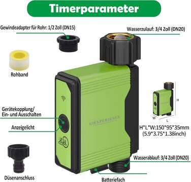 Bluetooth поливний комп'ютер з турбінним лічильником води, 10 програм, Tuya/Smart Life