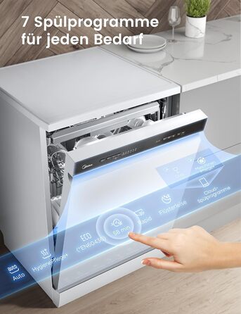 Посудомийна машина Midea SV 5.14K10C, 45 см, 10 комплектів, вбудована, з Wi-Fi, 8 програм, 44 дБ, автоматичне відкриття дверцят, таймер затримки 0-24 год, Inox