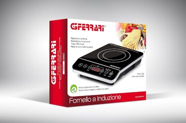 Індивідуальна індукційна плитка Ferrari Energy G10061, 2000W, цифровий дисплей, регулювання температури, легка чистка, велика поверхня приготування, таймер, Soft-Touch панель керування