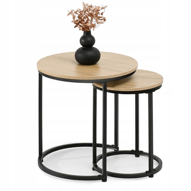 Журнальний стіл Mebel-Partner круглий, 45 x 45 x 48,5 см, чорний, дуб сонома