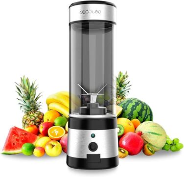 Портативний блендер Cecotec Power Titanium 300 EasyGo: 350W, подрібнює лід, 4 леза з титановим покриттям, 2 кухоль та 2 кришки