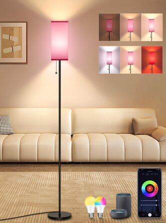 Розумна RGB+CCT Wi-Fi LED торшер 9Вт E27 для вітальні, димований, 2700K-6500K, керування через додаток, Alexa/Google, музичний та таймерний режими