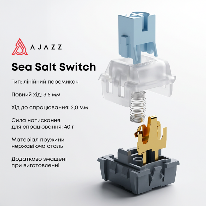 Дротова механічна клавіатура Ajazz AK820 Sea Salt Switch Black (AK820-SS-BGY)
