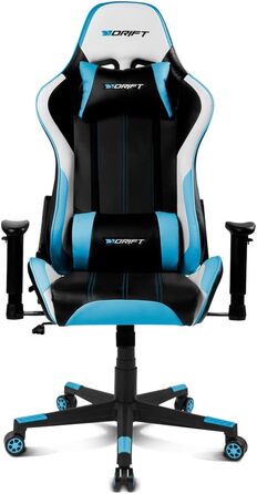 Ігрове крісло DRIFT DR175BUE, екошкіра, 2D-підлокітники, клас 4, обертове, чорний/синій