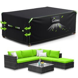 Чохол для садових меблів UIRWAY 200x160x74 см, водонепроникний, 420D Oxford, захист від ультрафіолету, з вентиляцією