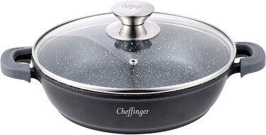 Cheffinger Каструля-сковорода Ø24 см з литого алюмінію, чорна, для супу та тушкування