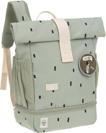 Дитячий рюкзак LÄSSIG Rolltop з нагрудним ременем, водостійкий, 11 л, оливковий, Happy Prints
