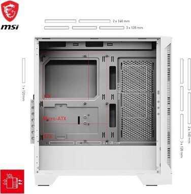Корпус для ПК MSI MAG Forge 320R Airflow White ATX, підтримка RTX 40, ARGB підсвітка, магнітний пиловий фільтр, загартоване скло, USB 3.2