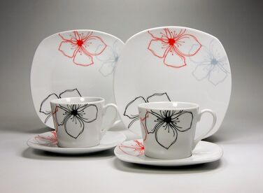 Кавовий сервіз CreaTable TROPICAL FLOWERS, 18 предметів, порцеляна