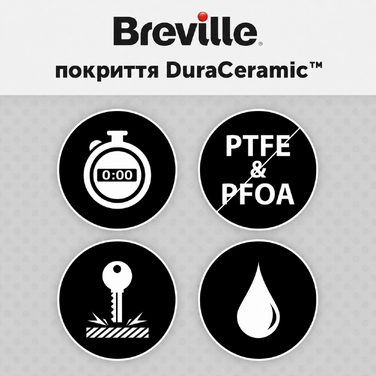 Вафельниця Breville DuraCeramic з антипригарним покриттям, легке очищення, глибокі знімні пластини, сірий/сріблястий [VST072X]