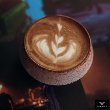 Набір керамічних чашок для капучино та лате Pheniox Barista, 2 шт по 180 мл, порцелянові чашки без ручок для Latte Art, червоні, придатні для посудомийки