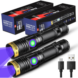 Ультрафіолетовий ліхтарик DARKBEAM 365нм, портативний, заряджається, LED, для виявлення плям, домашніх тварин, затвердіння смоли, 2 шт.
