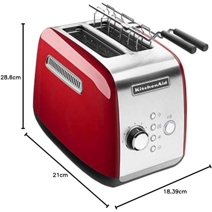 Тостер KitchenAid 5KMT221EER для 2 скибок, червоний – професійний тостер для дому