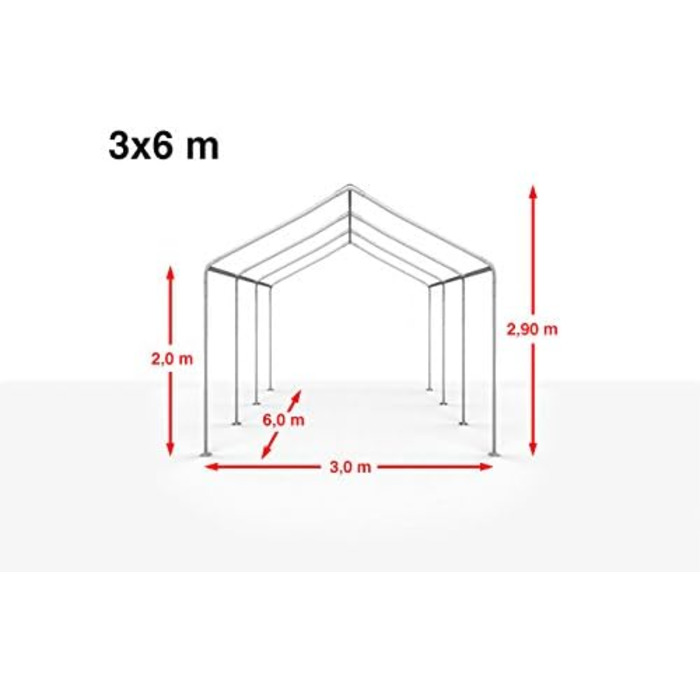 Павільйон-шатро TOOLPORT 3x6 м, білий, водонепроникний, UV-захист, ПЕ тент для саду та свят