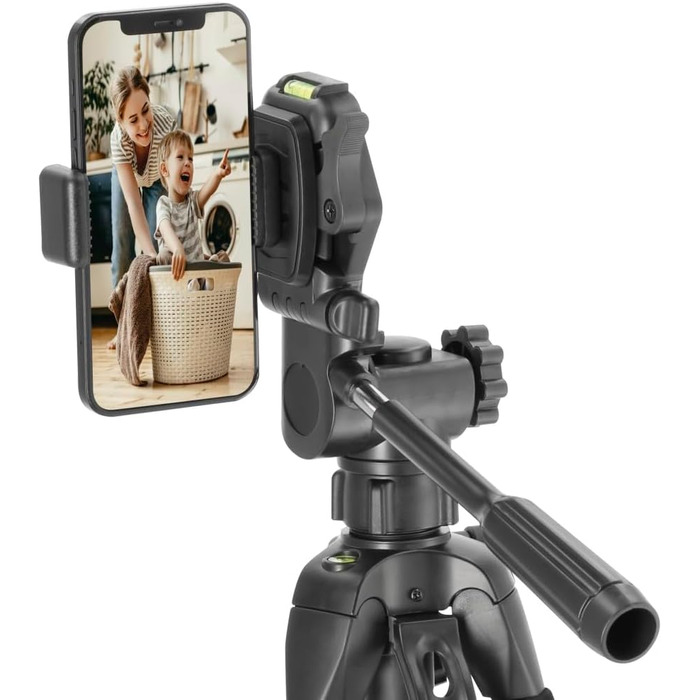 Штатив Hama 3D для камери та смартфона, легкий фотоштатив 153 см, трипод із трьохпозиційною головкою, для відеокамери та дзеркальної камери, чорний
