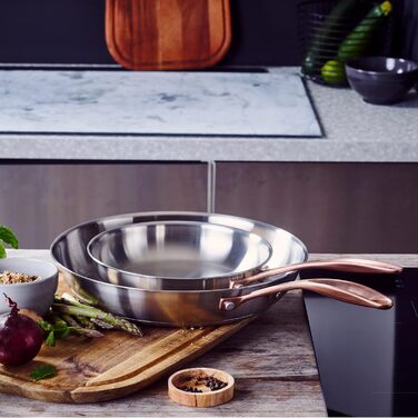 Набір сковорідок BK Cookware Rose, 2 шт, нержавіюча сталь, 24/28 см, сріблястий
