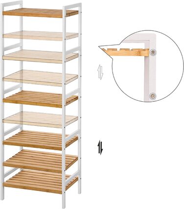 SONGMICS Regal Bambus - Поличкова стійка з бамбука, 5 ярусів, 31.5 x 45 x 142 см, для ванної, кухні, вітальні, спальні, балкону