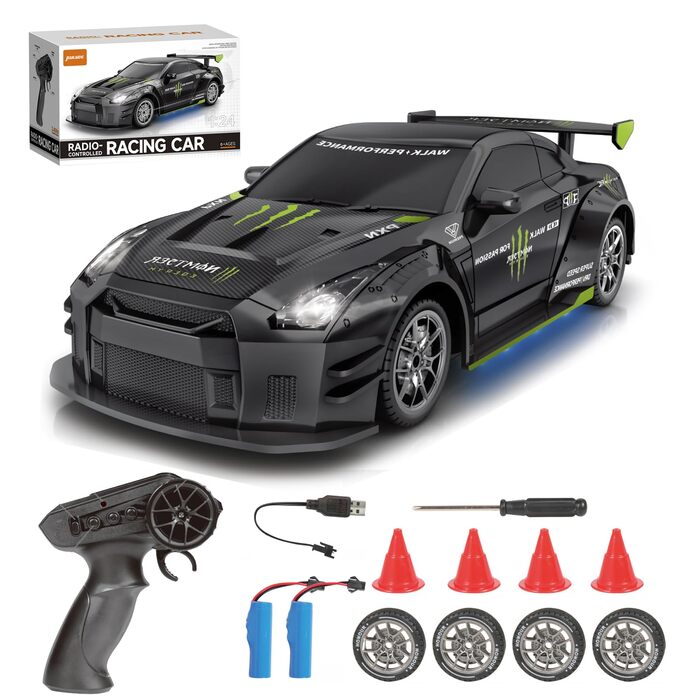 RC Дрифт-кар 1:24, 4WD, 2.4GHz, швидкість 20км/год, 2 батареї, LED-підсвічування (чорний)