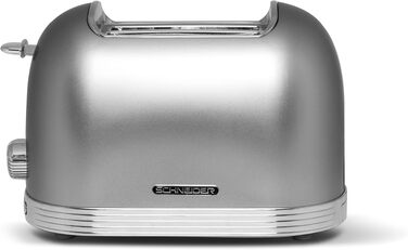 Набір для сніданку Schneider Retro Line срібний: тостер та чайник 1.7л, поворотна база 360°, захист від перегріву, 6 режимів підсмажування