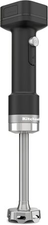 Блендер заглибний KitchenAid Go Cordless з акумулятором, 1л, чорний (матова чорна поверхня), з насадкою-міксером та подрібнювачем, нержавіюча сталь, захист від подряпин
