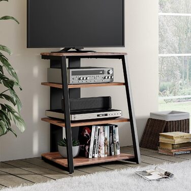 Стійка для HiFi апаратури FITUEYES з дерева та сталі, стіл для програвача з регульованою полицею, тумба для програвача та стереосистем, 61x52x78 см, горіх