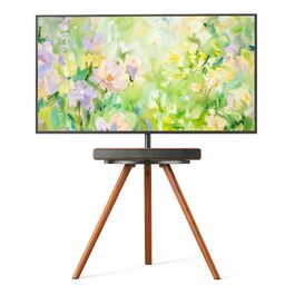Стійка для телевізора PEGZONE 45-65 дюймів LCD LED OLED до 40 кг, дерев'яна тринога з поличкою, регульована по висоті та куту нахилу, VESA 600x400 мм
