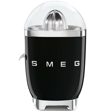 Електрична вижималка для цитрусових Smeg CJF11BLEU, 70 Вт, з універсальним конусом та піддоном, чорна