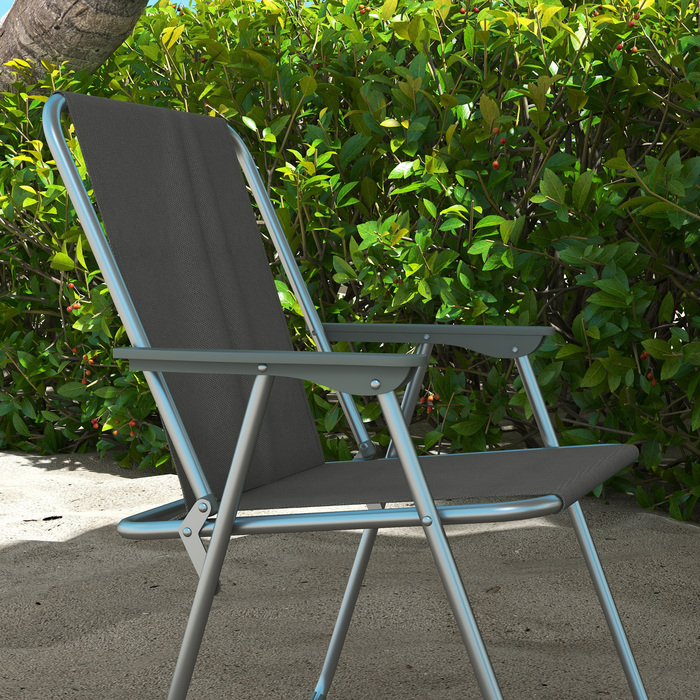 Набір складних крісел Outsunny з 4 складних садових стільців зі спинкою Підлокітник Кемпінгове крісло для саду, балкона Oxford Grey 53 x 54 x 76 см