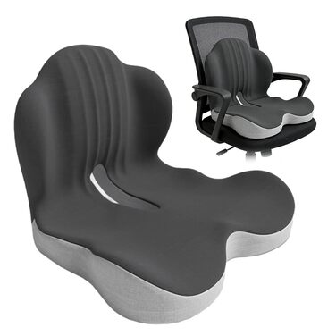 Ортопедична подушка на сидіння зі спинкою з ефектом пам'яті (Memory Foam) для попереку та копчика, під supports для офісного крісла та авто