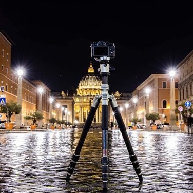 Штатив Rollei Lion Rock Traveler S з карбону для подорожей, вантажопідйомність 10 кг, зі стативною головкою і шипами, для дзеркальних і системних камер, ідеально для тревел- та натурної фотозйомки