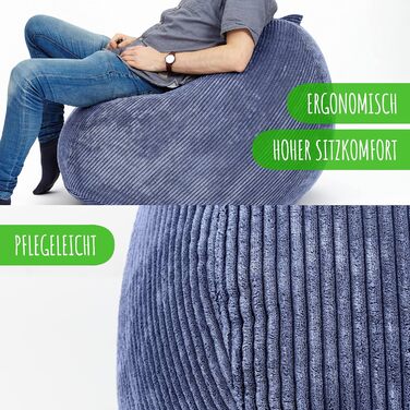 Чохол для крісла-мішка Green Bean Square XL 90x110 см, червоний, корд, без наповнювача, м'який, міцний, з внутрішнім мішком, праний, для дому