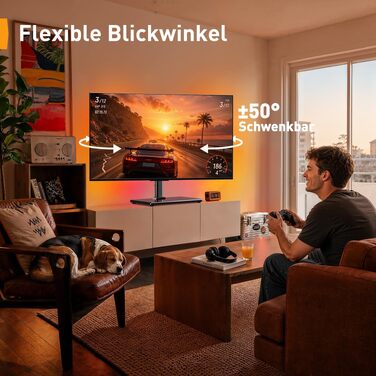 Універсальна підставка для телевізора Perlegear PGTVS49B з LED-підсвіткою, для діагоналі 24–60 дюймів