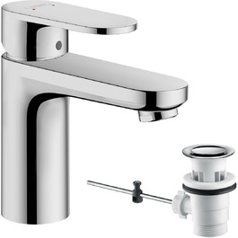 Змішувач для ванної кімнати Hansgrohe Vernis Blend з подовженим виливом 100 мм та системою зняття кришки, економічний (EcoSmart), хром