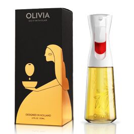 Скляний розпилювач для оливкової олії FLAIROSOL OLIVIA (200 мл) — дозатор для кухні, гриля та аерофритюрниці, прозорий з золотом