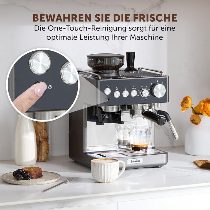 Кавомашина Breville Barista Slimline VCF185X: Еспресо, капучино, лате з вбудованим капучинатором (срібна)