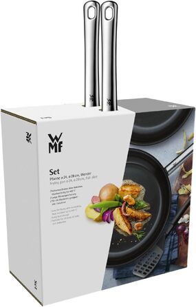 Набір сковорідок WMF Devil (2 шт.), індукційні, 24 та 28 см, нержавіюча сталь Cromargan з керамічним покриттям, термостійкі