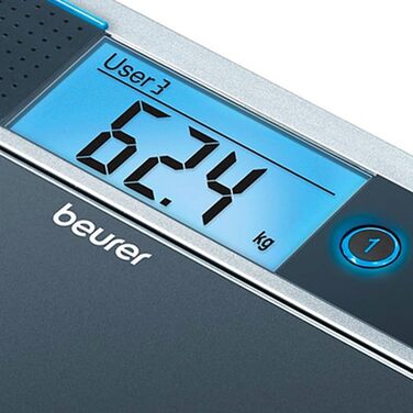 Ваги підлогові Beurer GS 39 зі скляною платформою та голосовою функцією, велика поверхня, 4 пам’яті