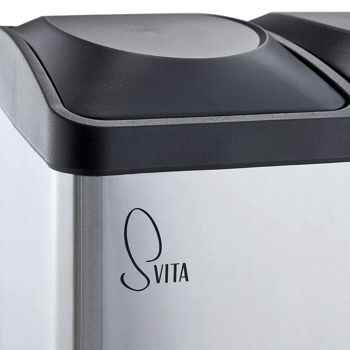 Сортувальний кухонний відро SVITA TC2X20, 40 л, 2×20 л, педальний смітник, для розділення відходів, сірий
