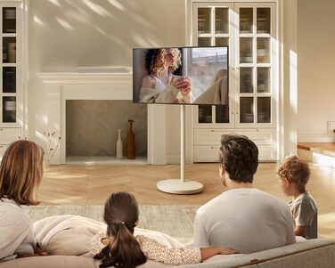 Мобільна TV підставка FITUEYES Design для 24-48'' з колесами, обертанням 90°, компактна, для офісу, спальні, вітальні, натуральне дерево