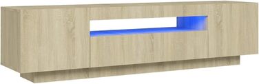 Тумба під телевізор з LED підсвіткою vidaXL, дуб сонома, 160x35x40 см, сучасний ТВ стіл, меблі для вітальні